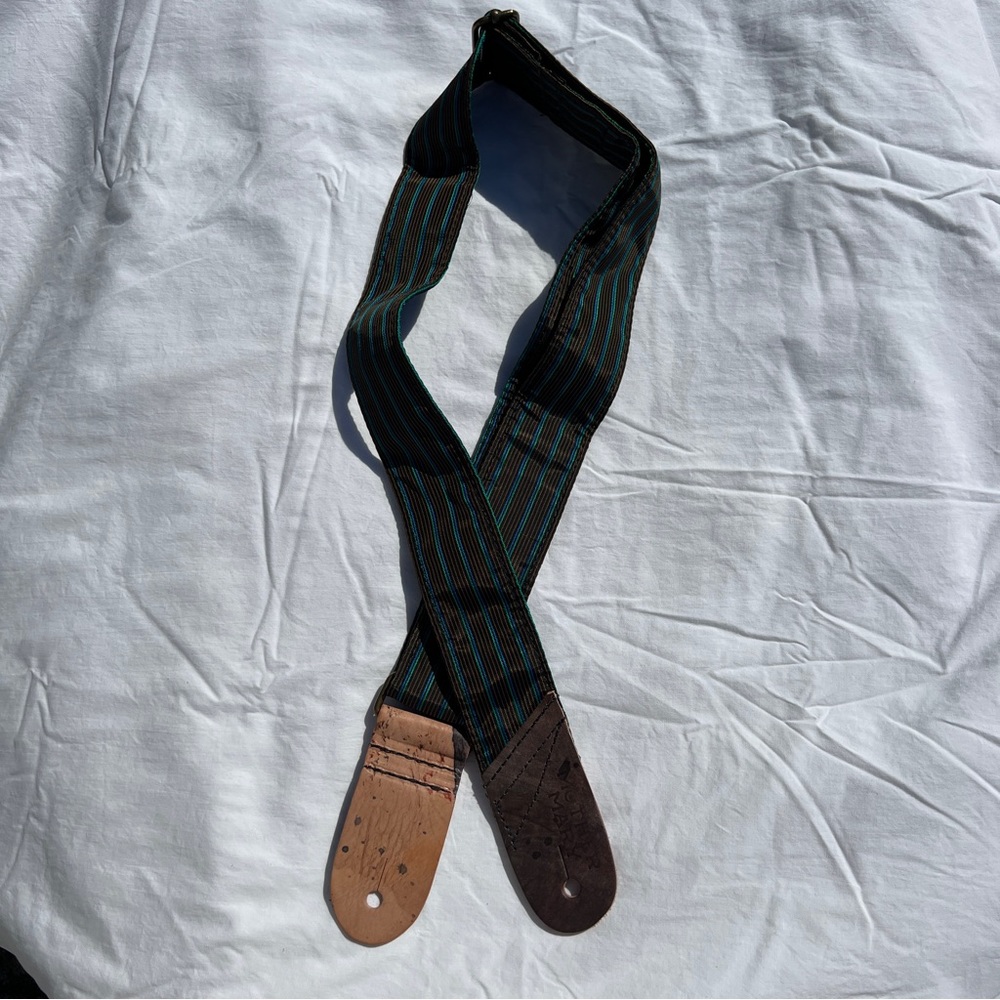 NWOT Mother Mary Company Black Pinstriped Guitar Strap